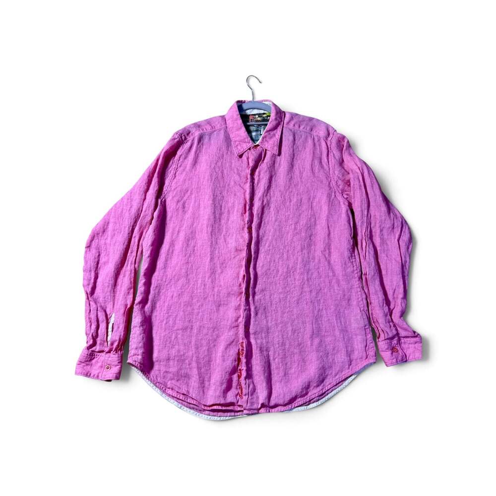 Robert Graham Classic Fit Pink Linen Long Sleeve Button-Down Shirt